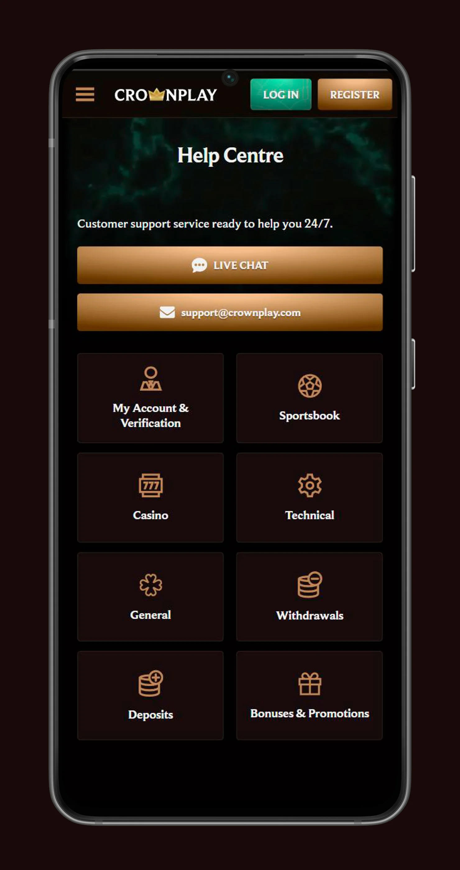 help centre in mobile crownplay casino